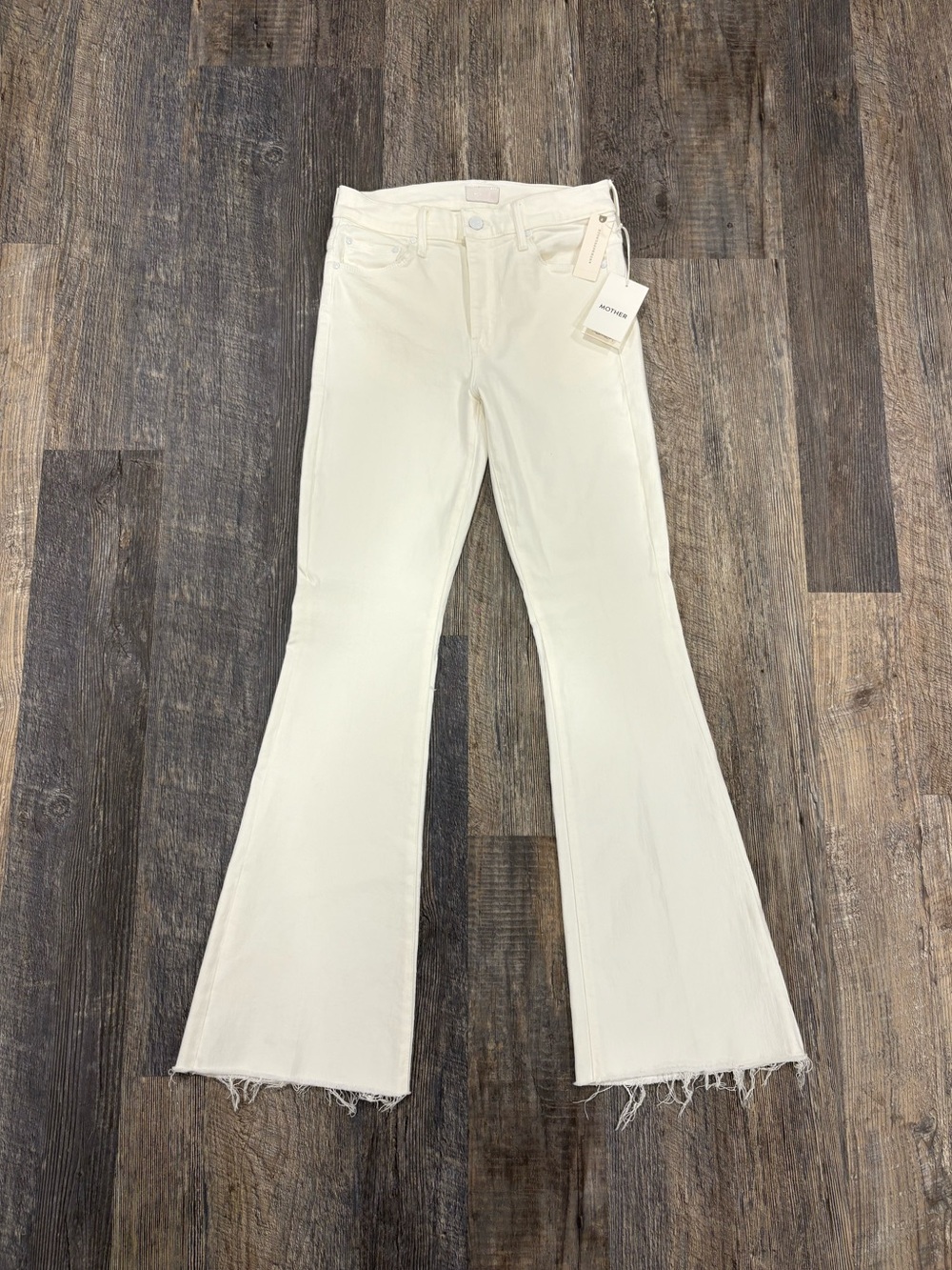 NWT MOTHER The Weekender Fray Jeans Fairest Of Them All White Size 27
